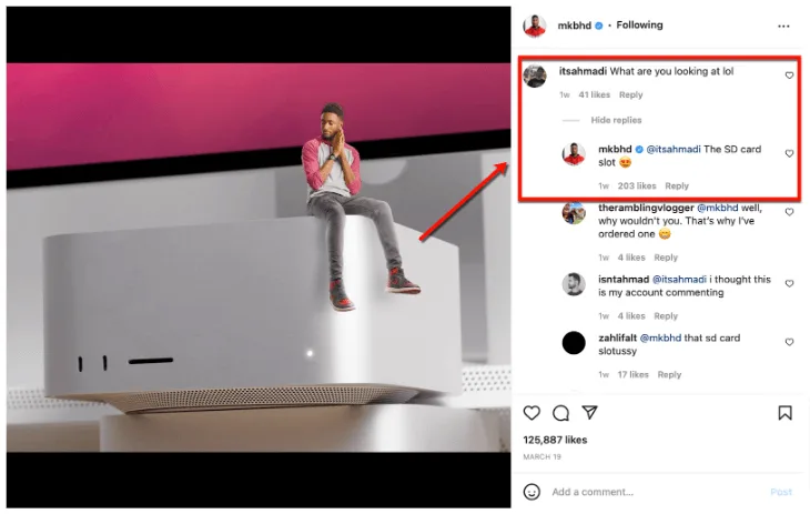 Screenshot of Marques Brownlee's Instagram Profile