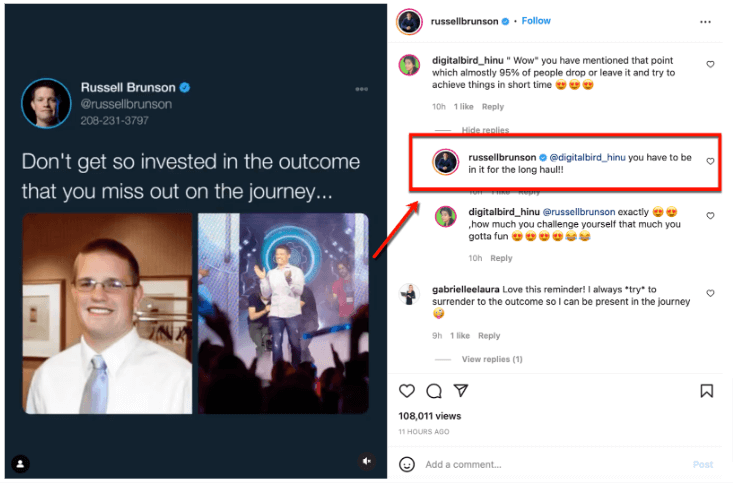 Screenshot of Russell Brunson's Instagram Profile