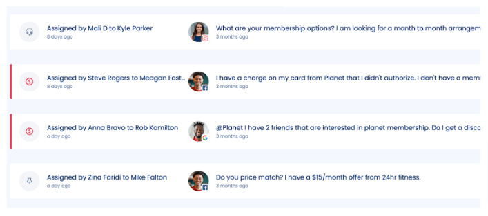 Screenshot of a Social media collaboration tool