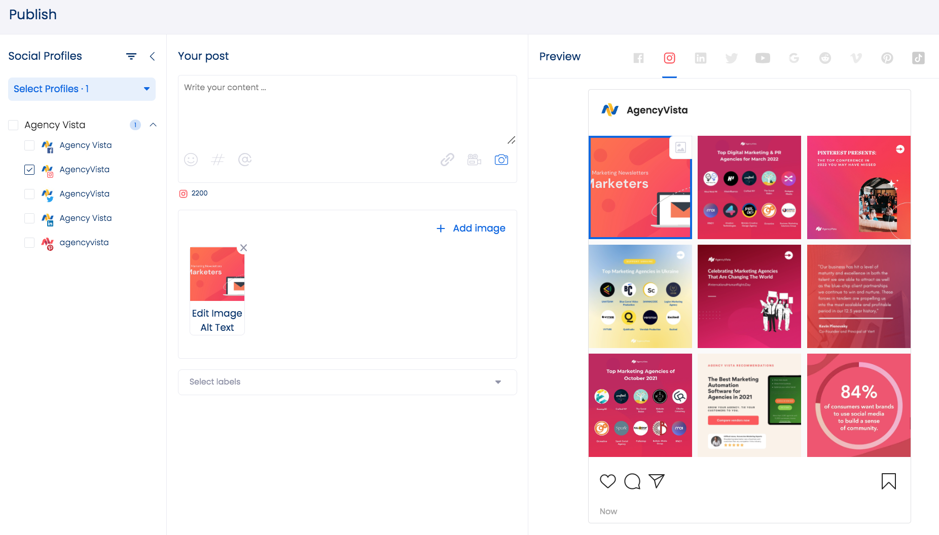 Visual Instagram Feed Planner | Vista Social