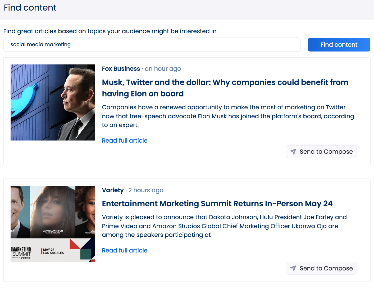 Vista Social Find Content Feature