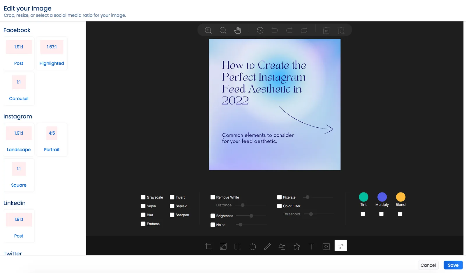 Vista Social Edit Your Image