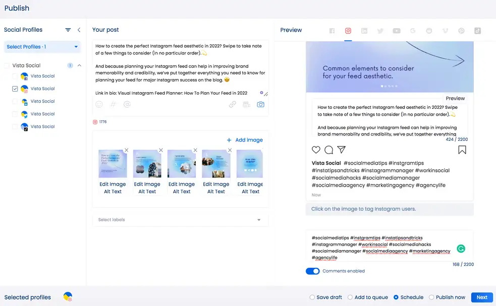 How to Schedule Carousel Posts on Instagram with Vista Social