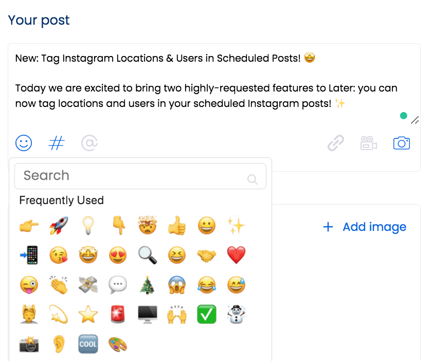 Tagging locations on Instagram through Vista Social