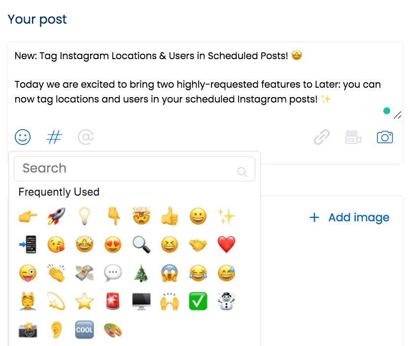 Tagging locations on Instagram through Vista Social