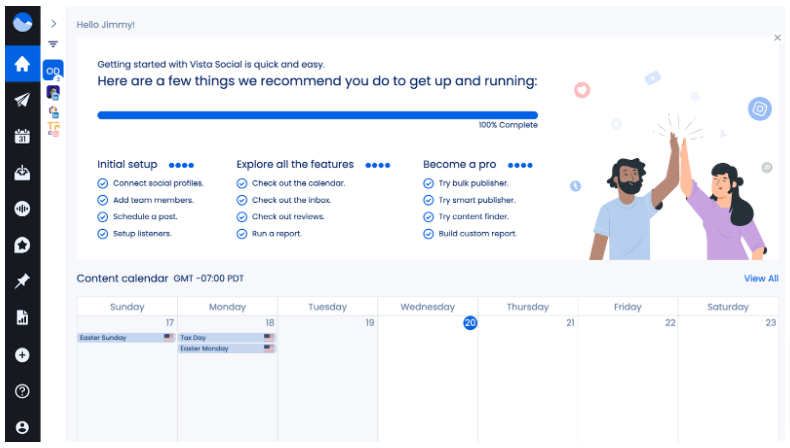 Screenshot of Vista Social's Management Tool