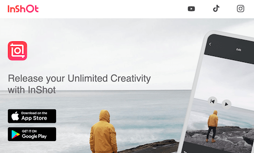 Screenshot of InShot's homepage