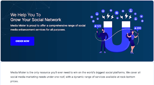 Screenshot of Media Mister's homepage