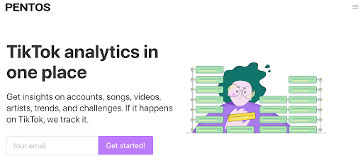 Screenshot of Pentos' homepage