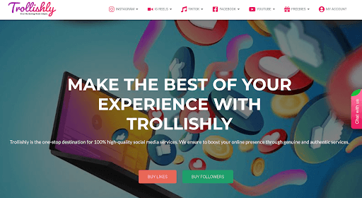 Screenshot of Trollishly's homepage
