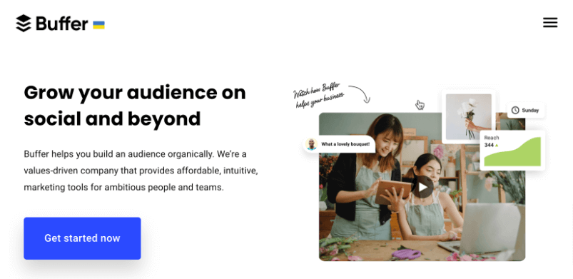 Screenshot of Buffer's home page