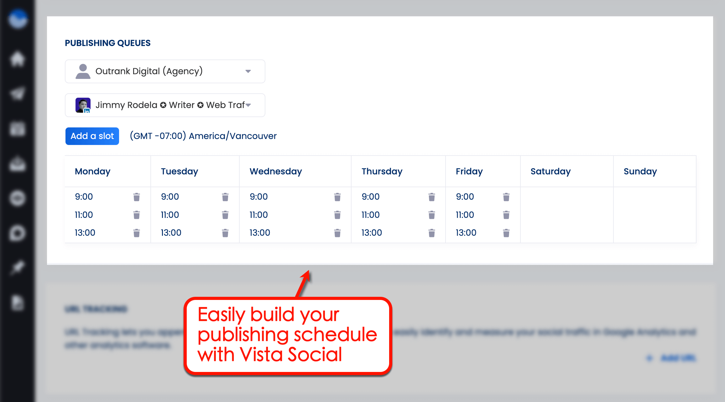 Screenshot of Vista Social's publishing queues