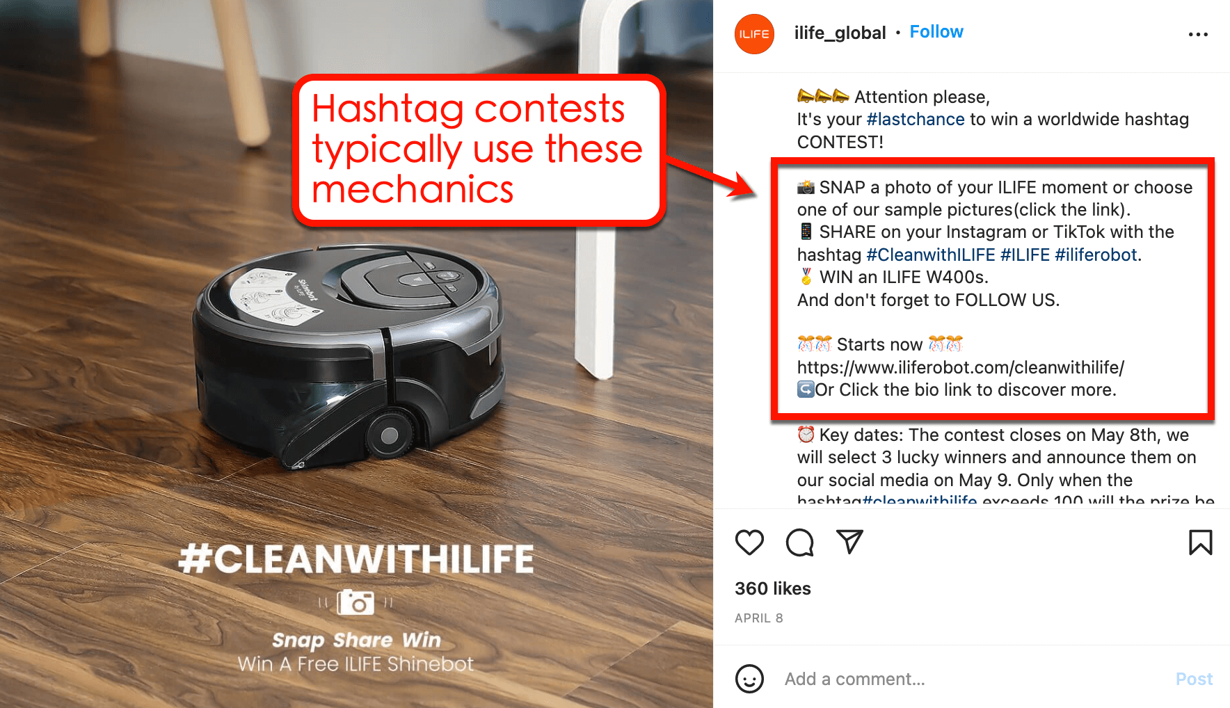 Screenshot of ILIFE's Instagram