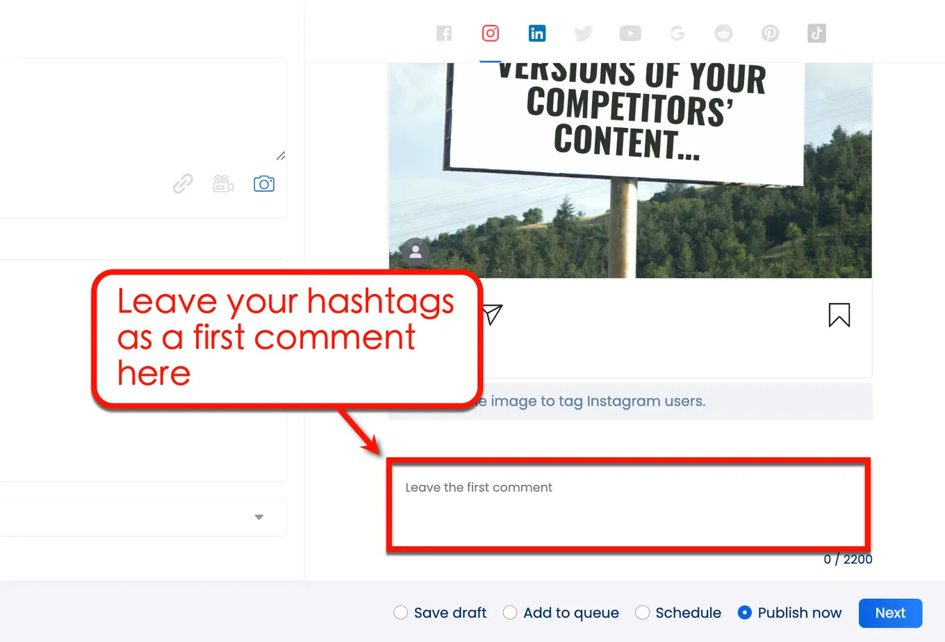 Screenshot of Vista Social's Leave Comment