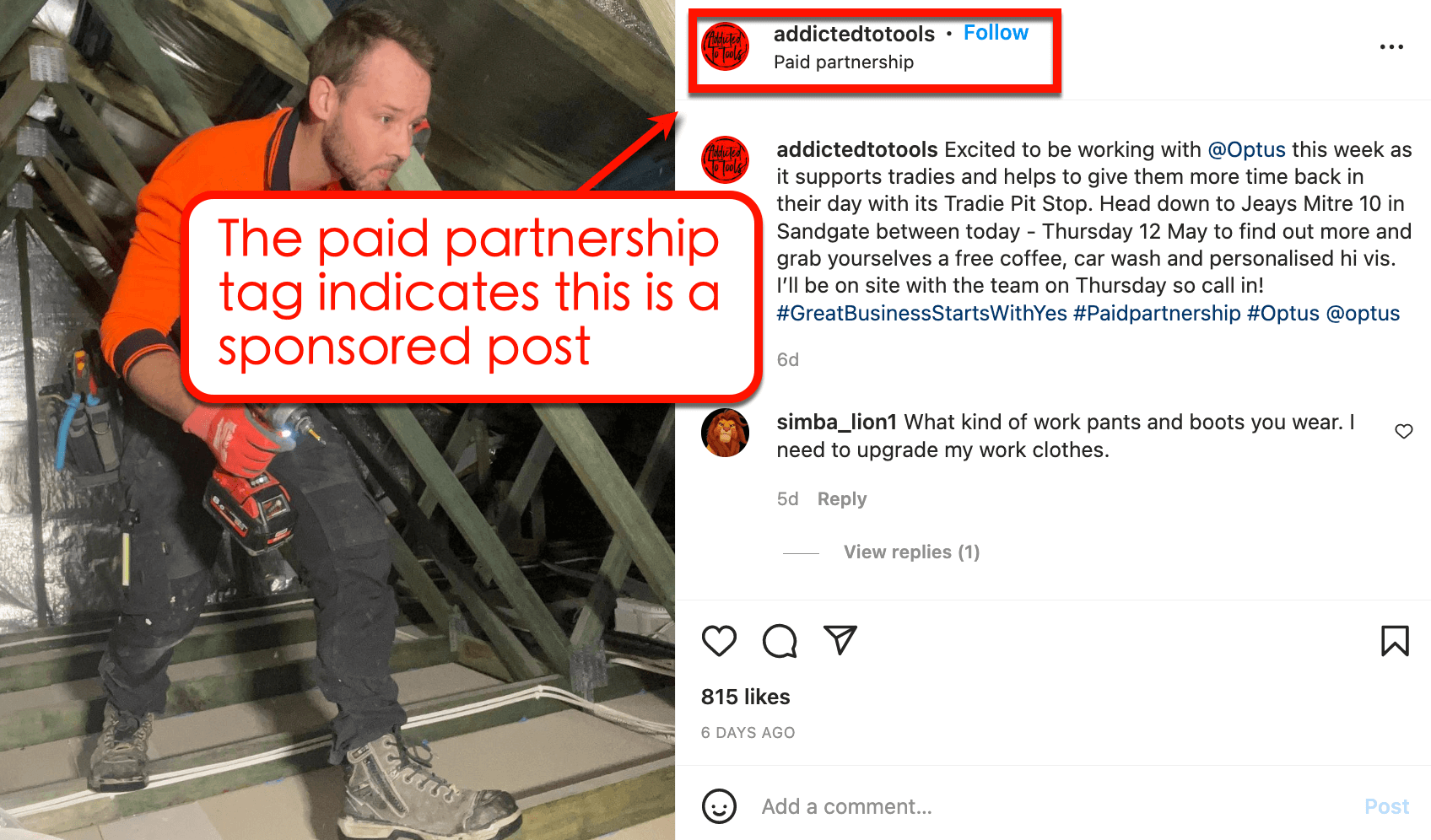 Screenshot of Addicted to Tools Instagram