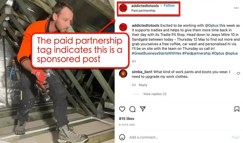 Screenshot of Addicted to Tools Instagram