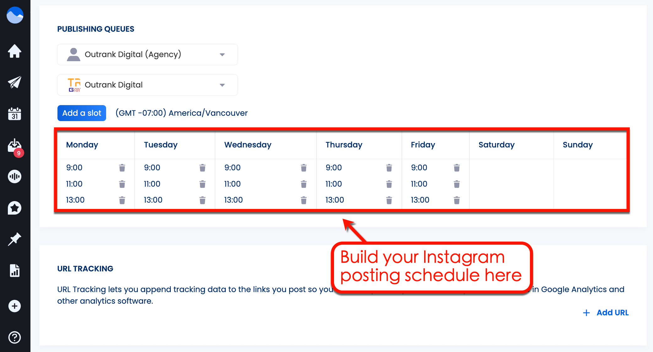 Screenshot of Vista Social's Publishing Dashboard