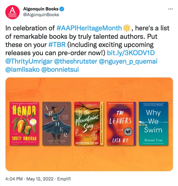 AAPI Heritage Month | Algonquin Books | Vista Social