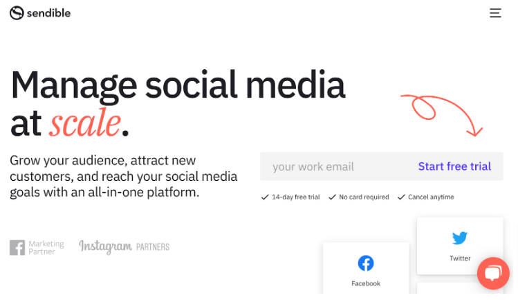 Screenshot of Sensible's home page