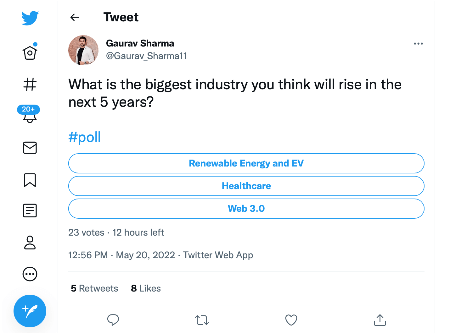 Screenshot of Gaurav Sharma's Twitter Poll