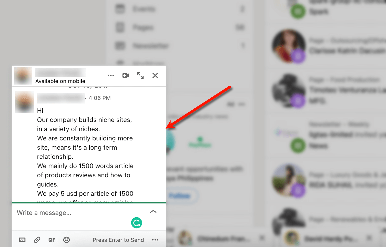 Screenshot of LinkedIn Automated connection messages