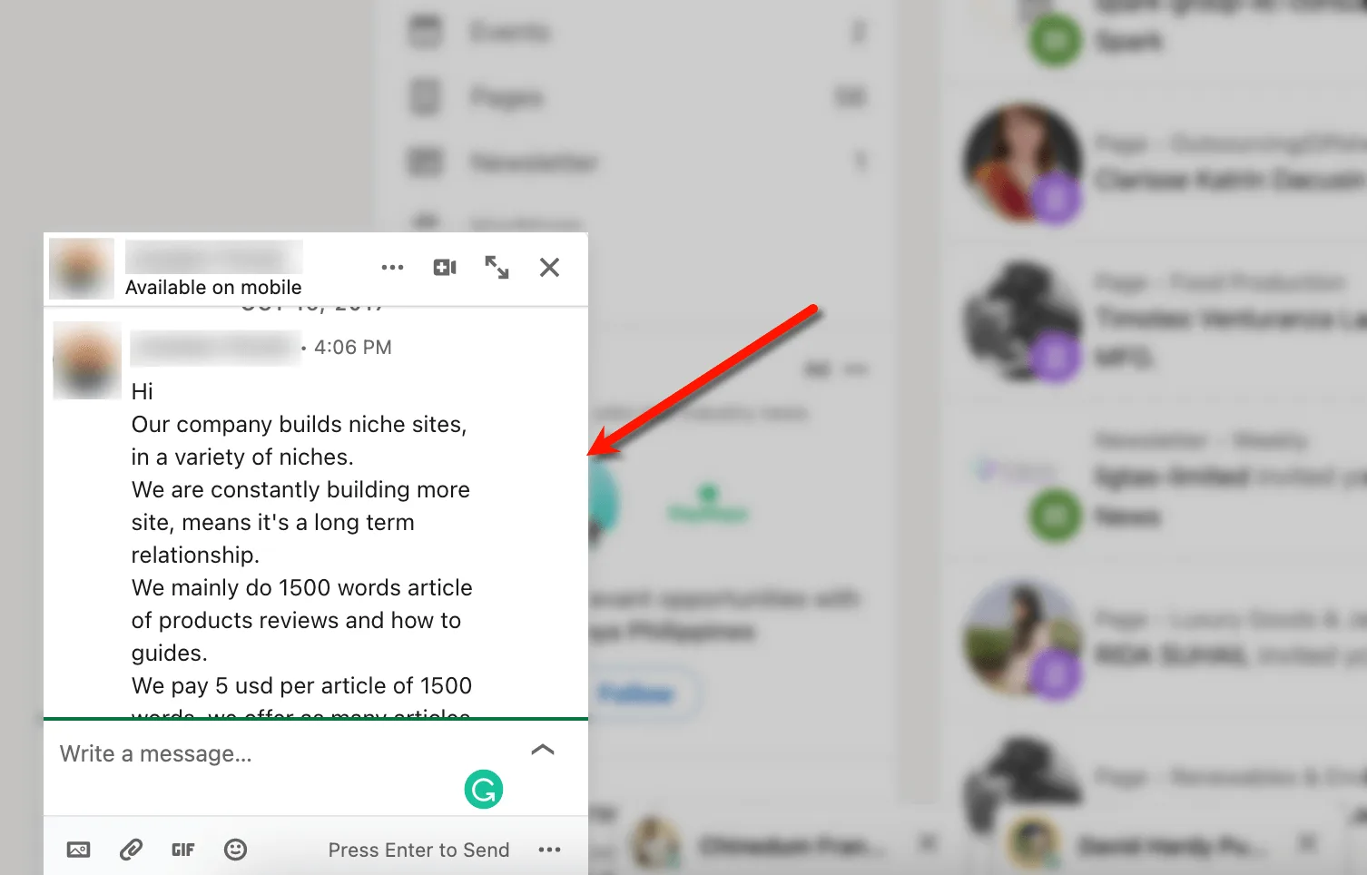 Screenshot of LinkedIn Automated connection messages