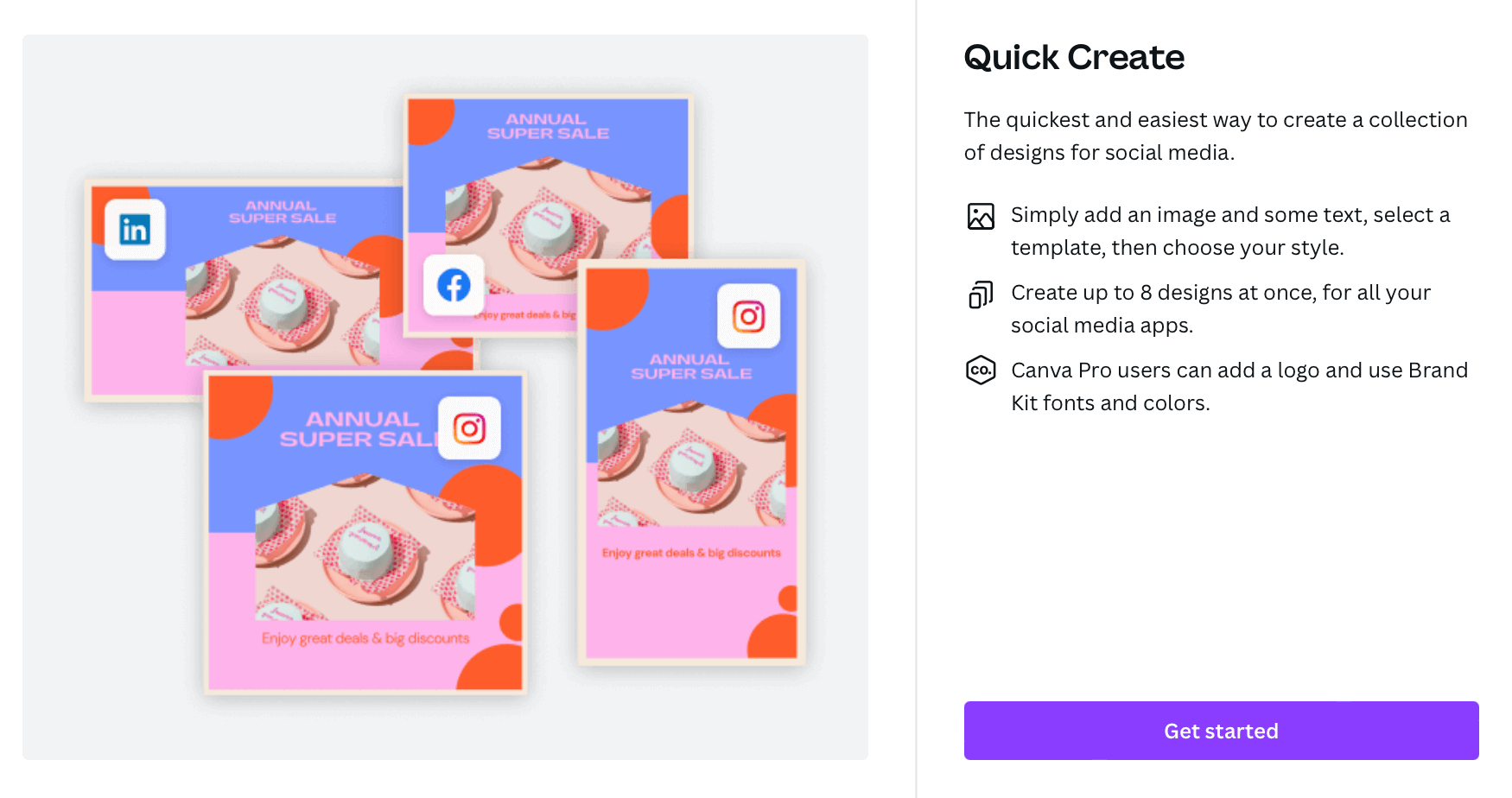 Screenshot of Canva's Quick Create