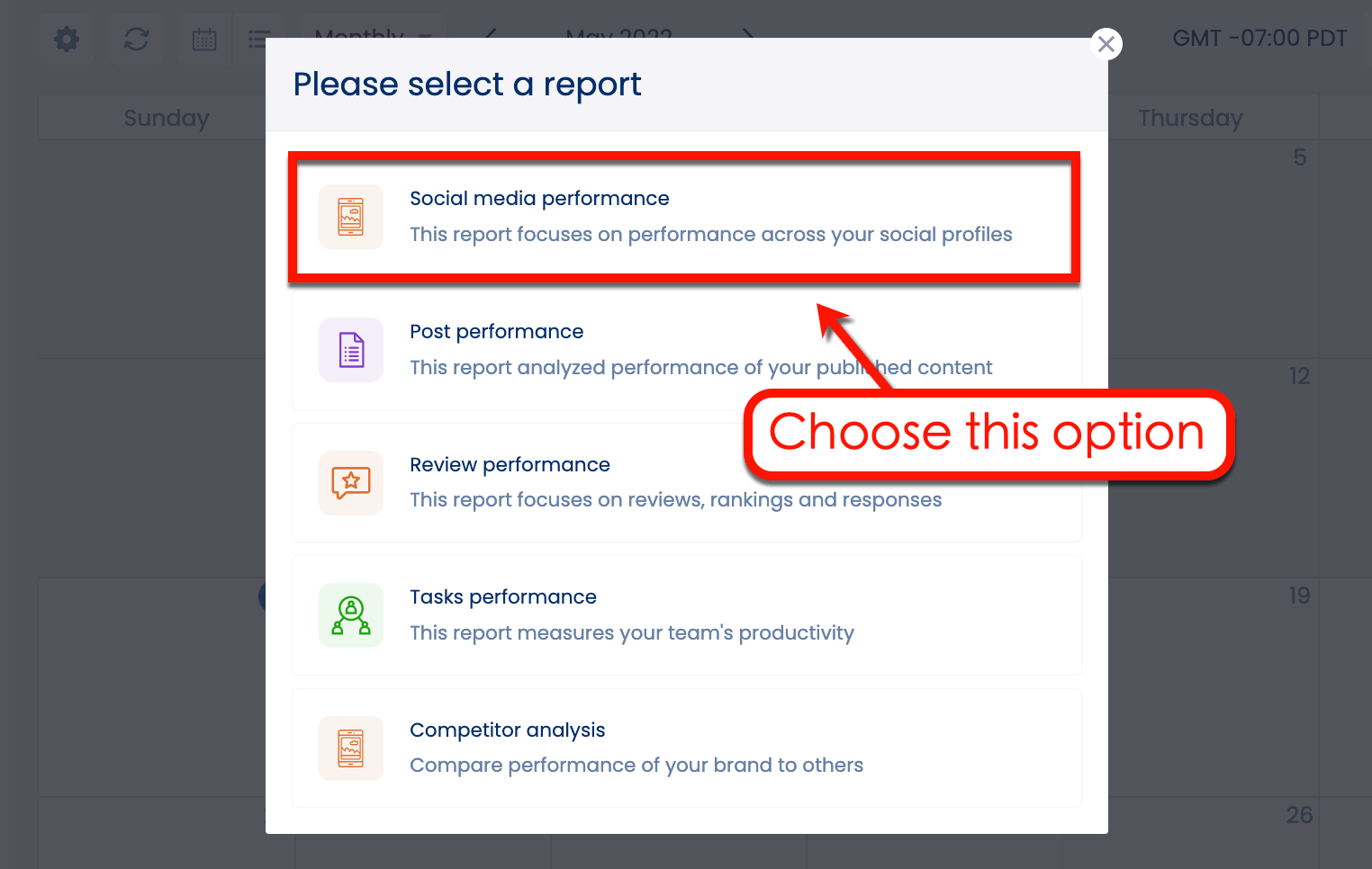 Screenshot of Vista Social's Social Media Performance Report