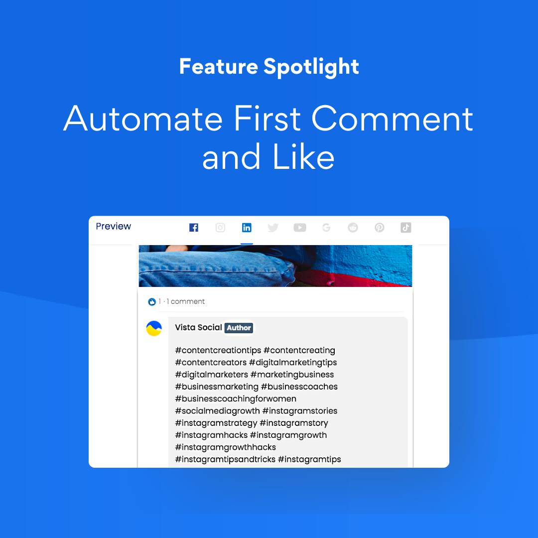 Schedule a first comment and like | Vista Social