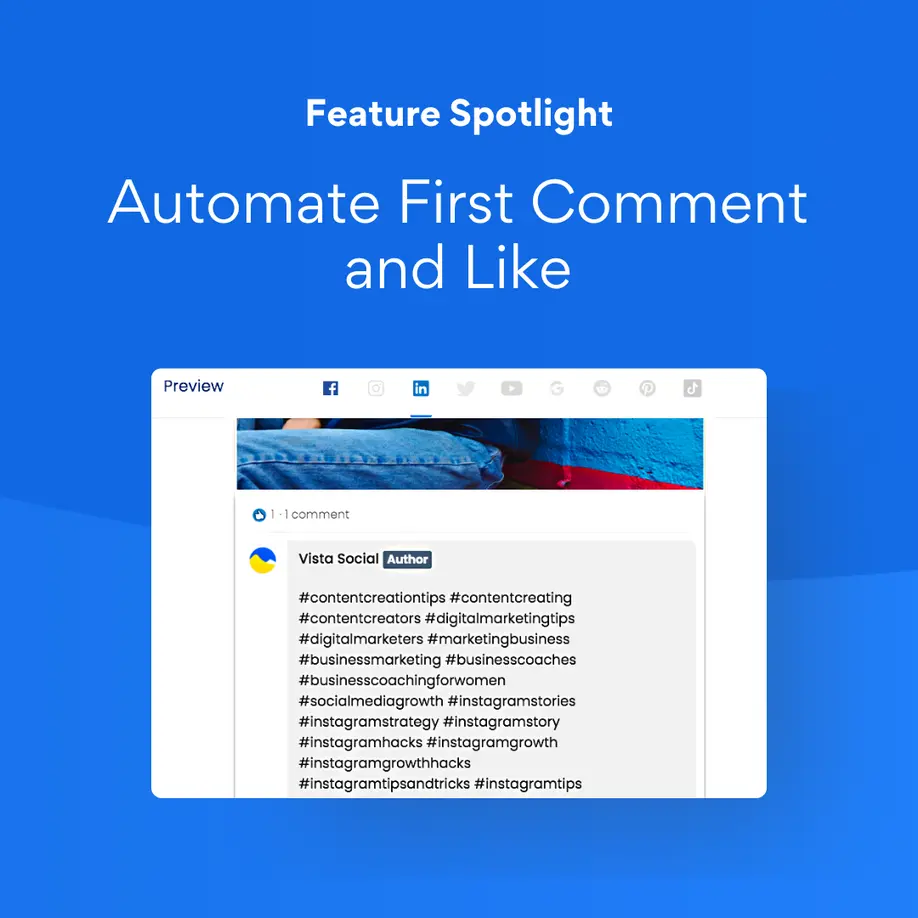 Schedule a first comment and like | Vista Social