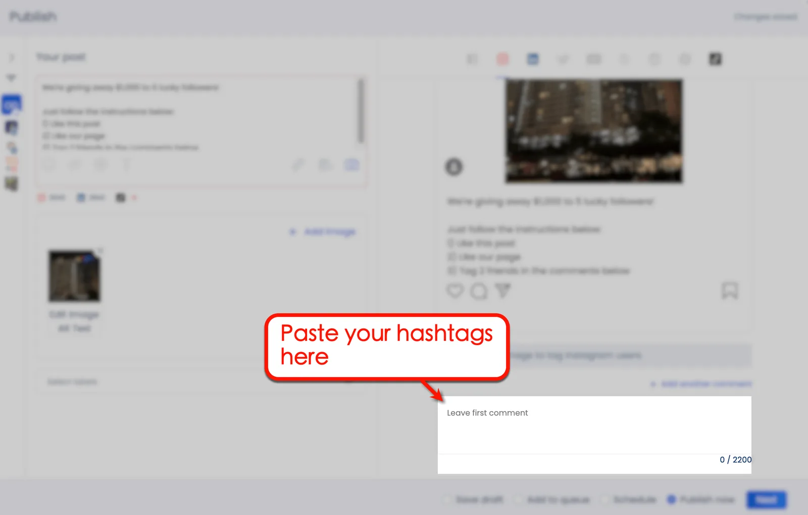 viral hashtags for Instagram: Screenshot of Vista Social's Hashtag field