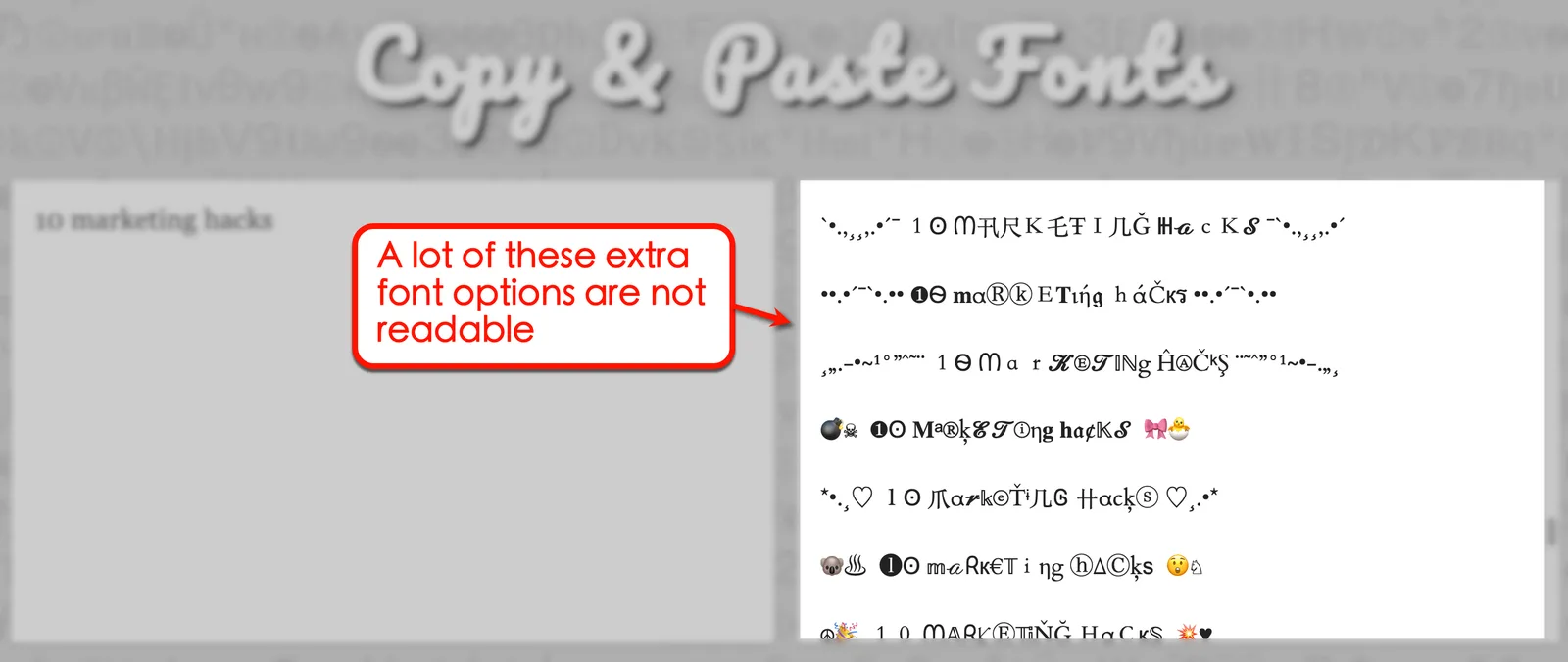 Screenshot of LingoJam format options that are not readable
