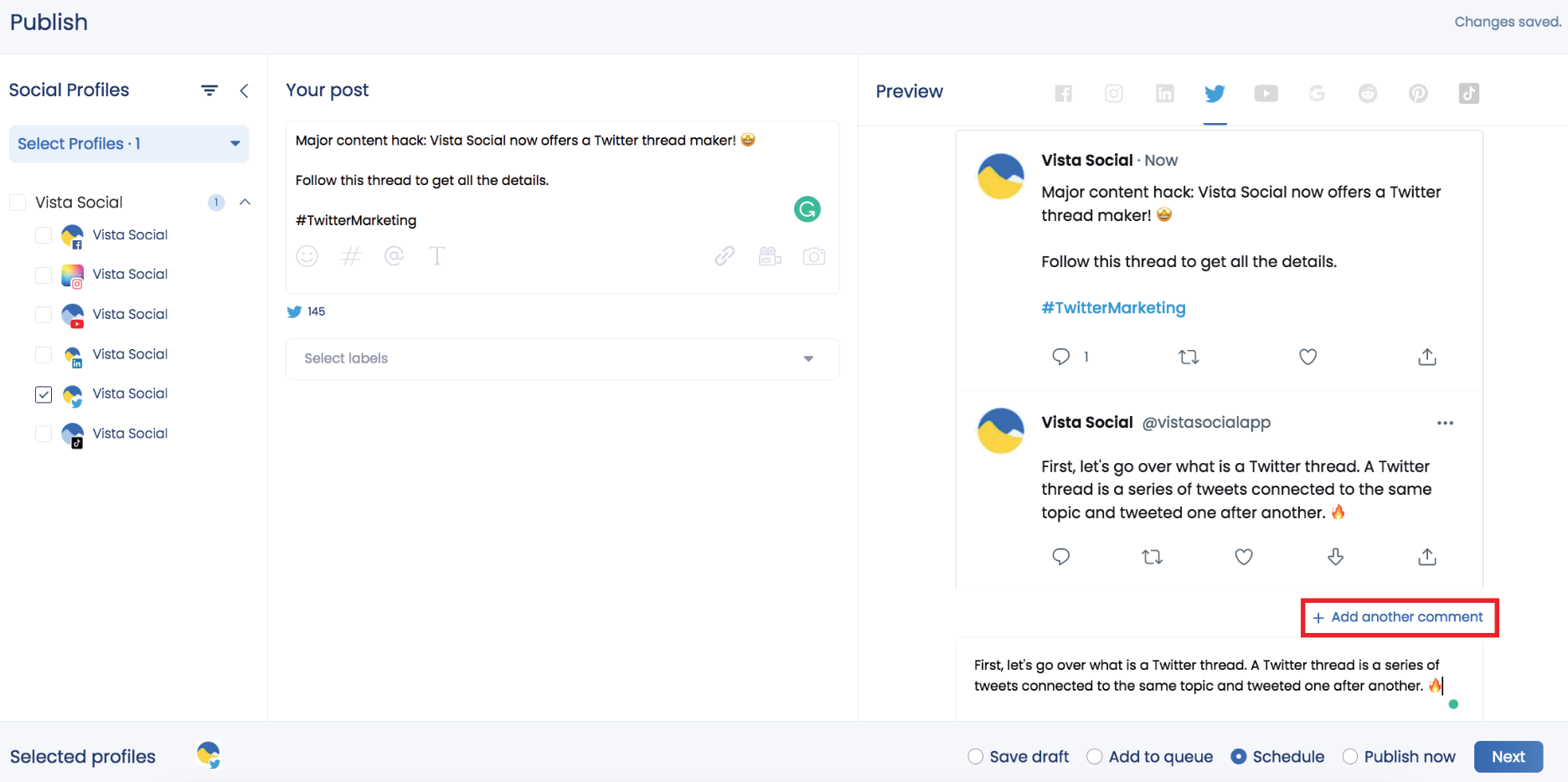 Twitter Thread Maker on Vista Social