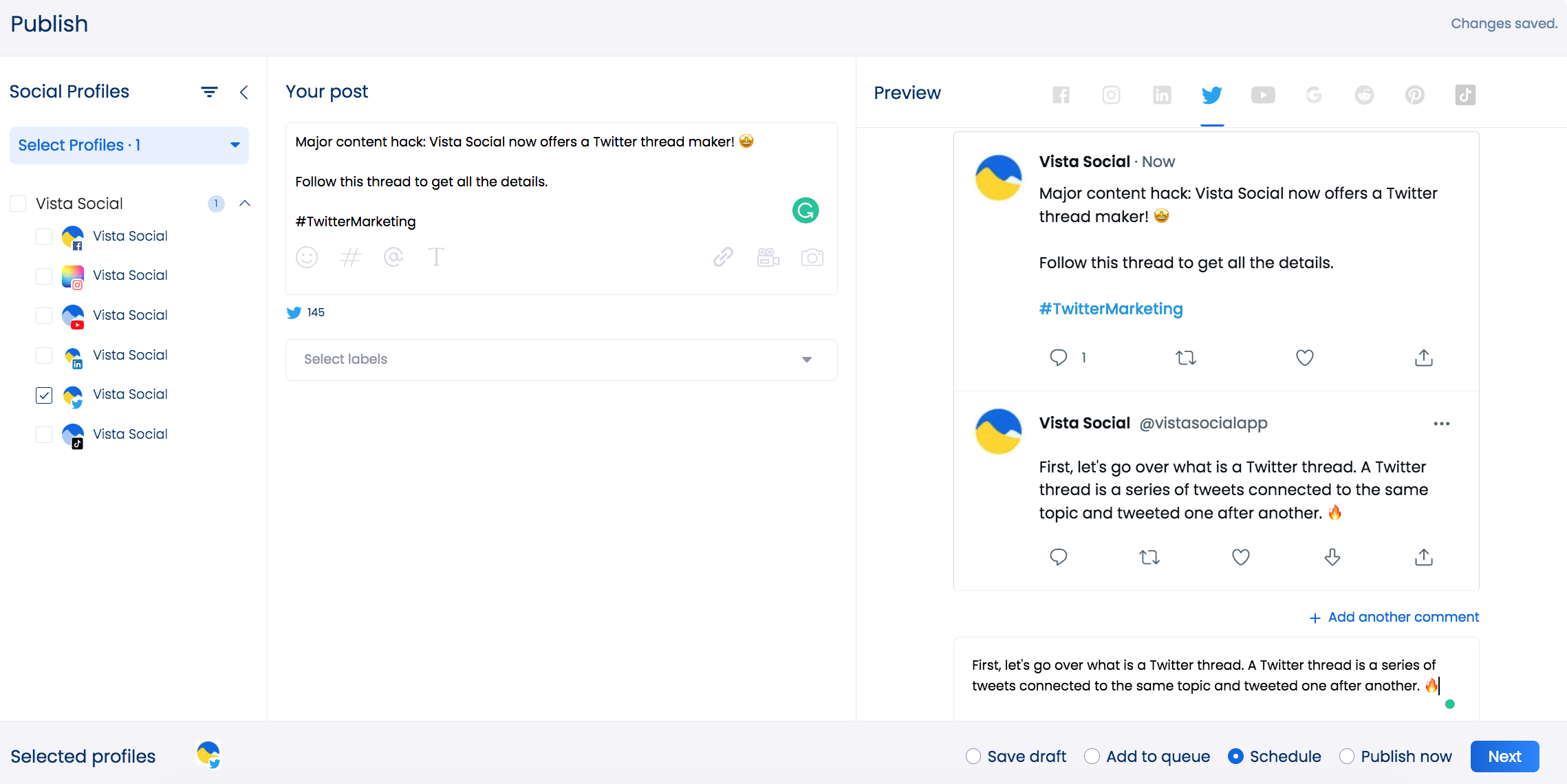 Twitter Thread Maker on Vista Social
