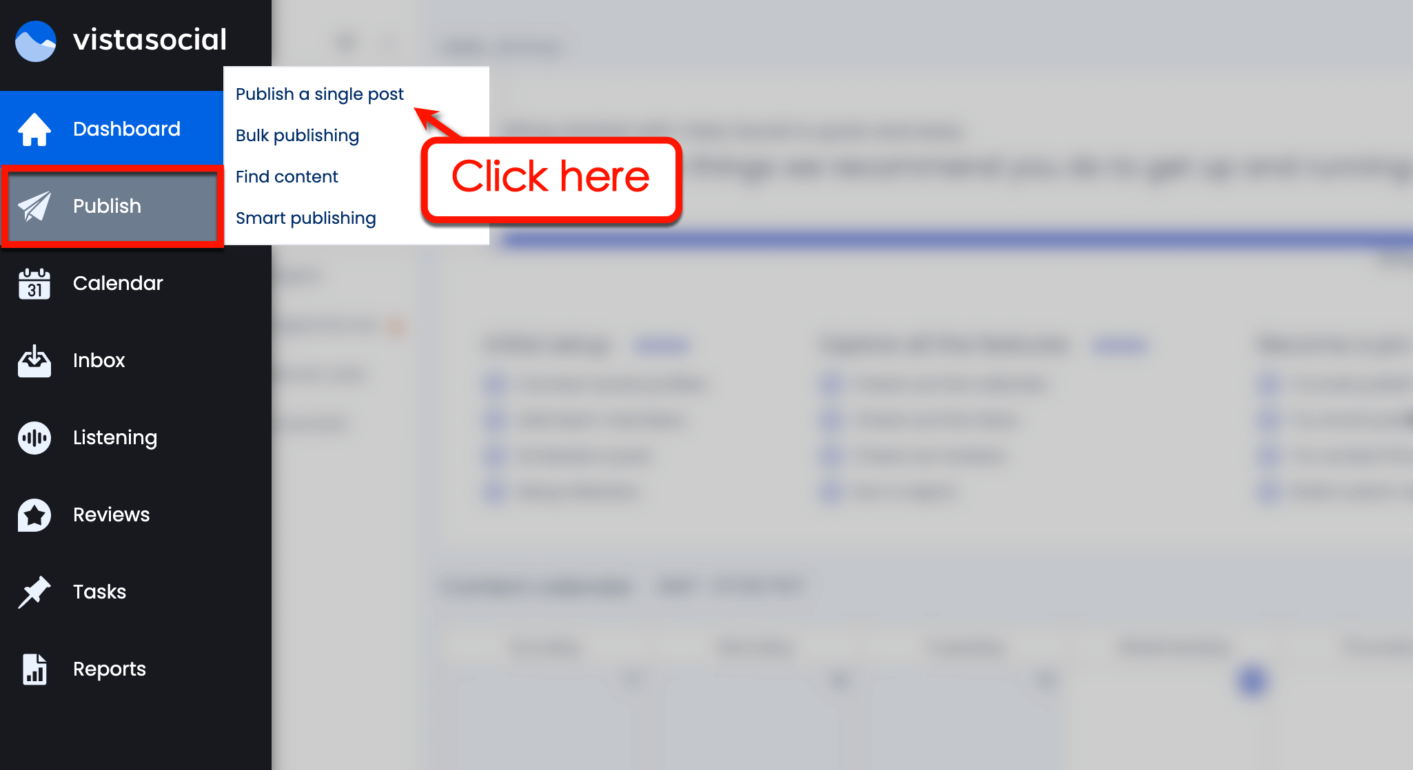 Screenshot of Vista Social's publishing tool