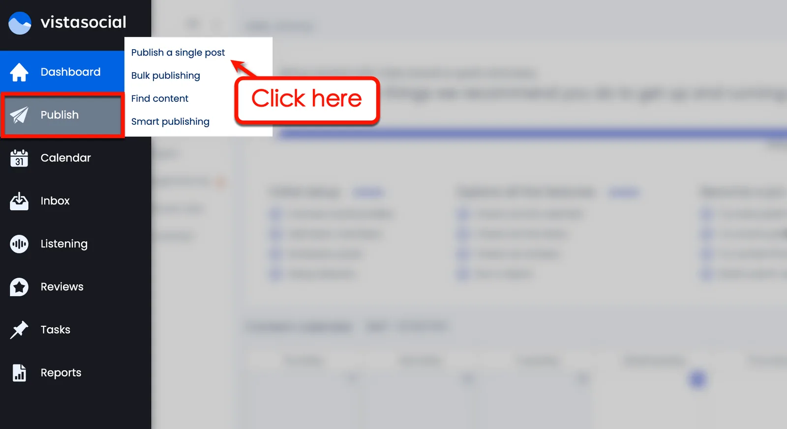 Screenshot of Vista Social's publishing tool