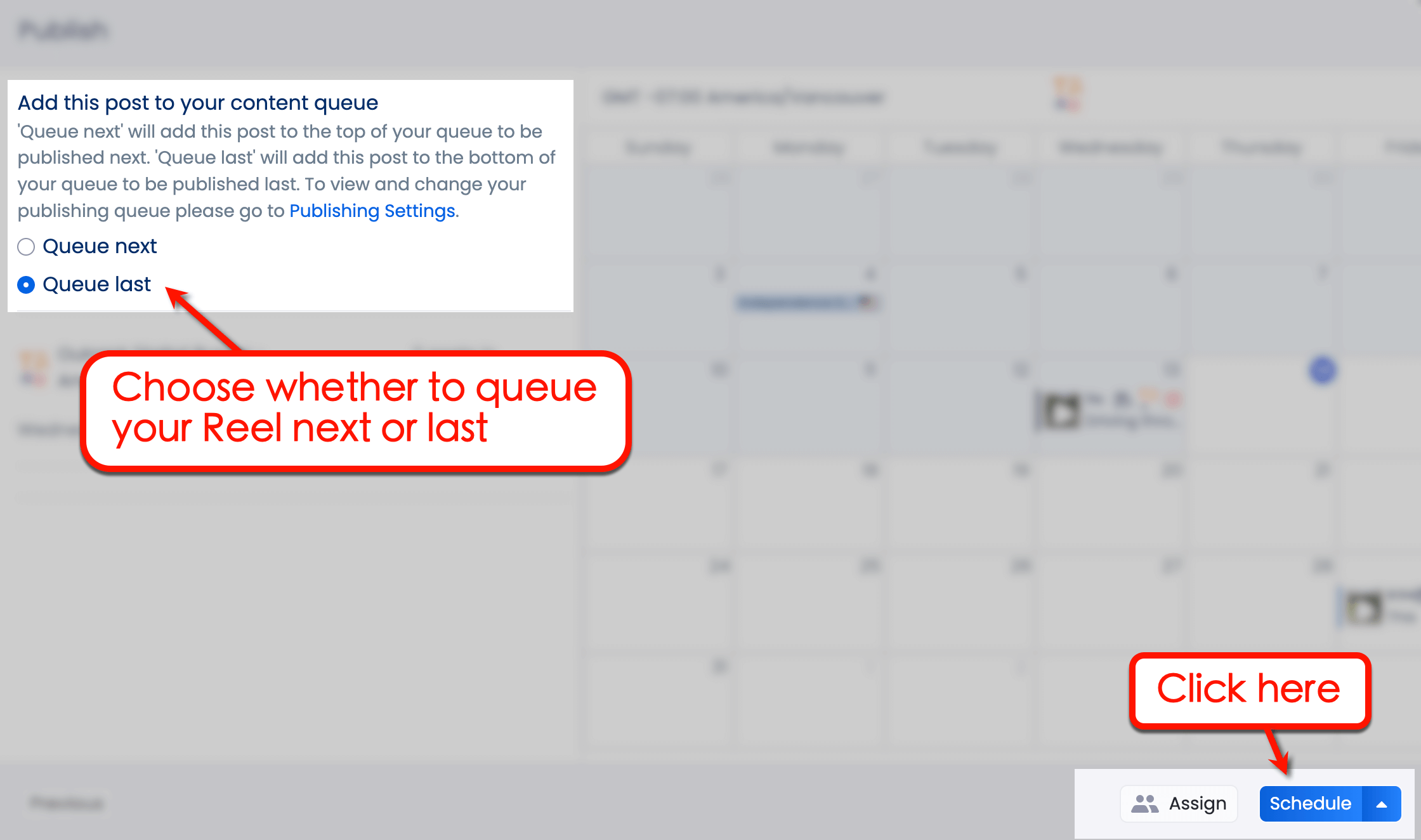 Screenshot of Vista Social's Schedule Tool