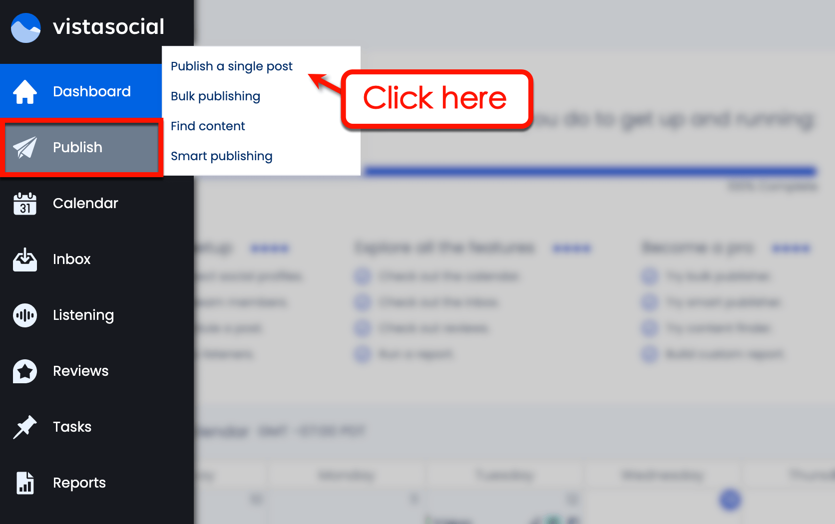 Screenshot of Vista Social's publishing tool