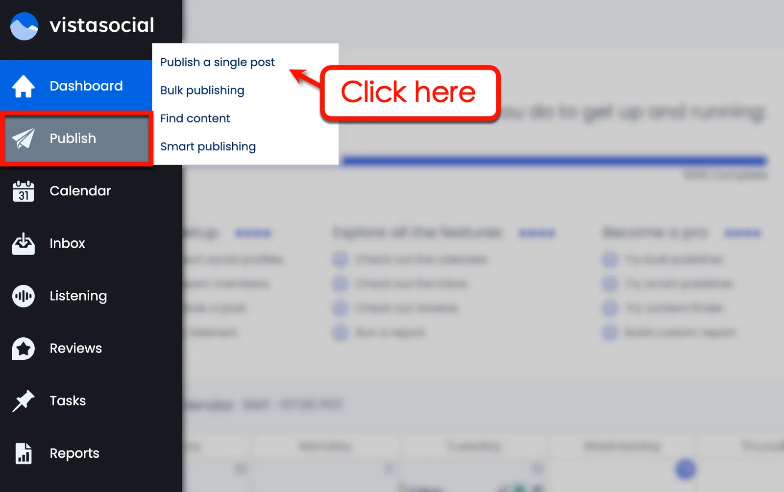 Screenshot of Vista Social's publishing tool