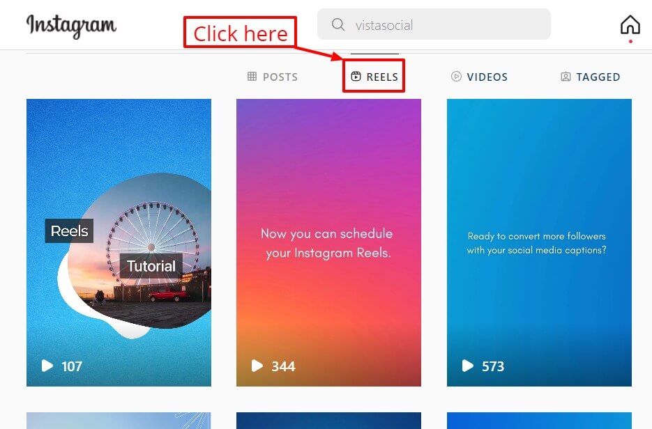 Screenshot of IG home reels
