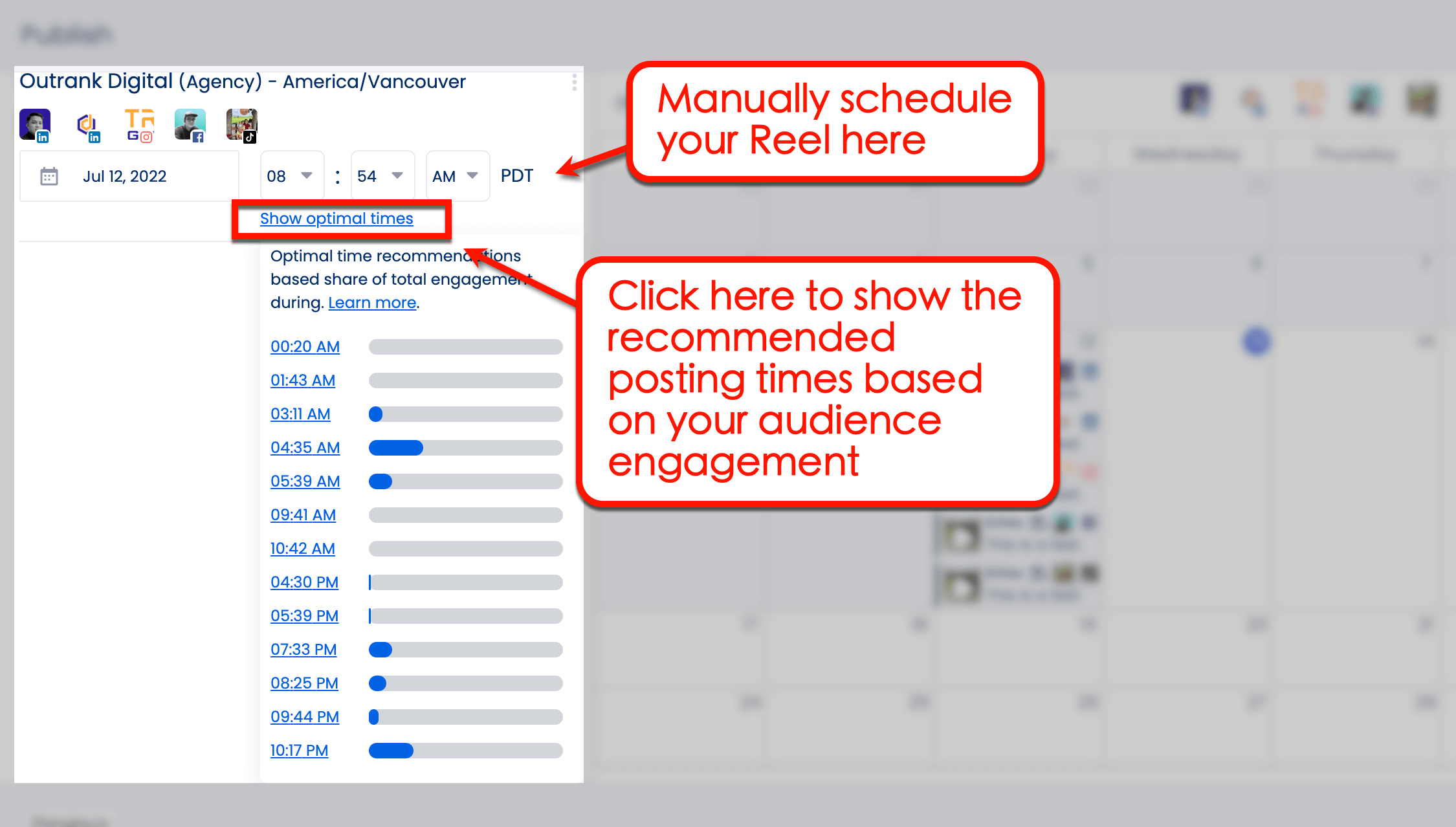 Screenshot of Vista Social's Schedule option