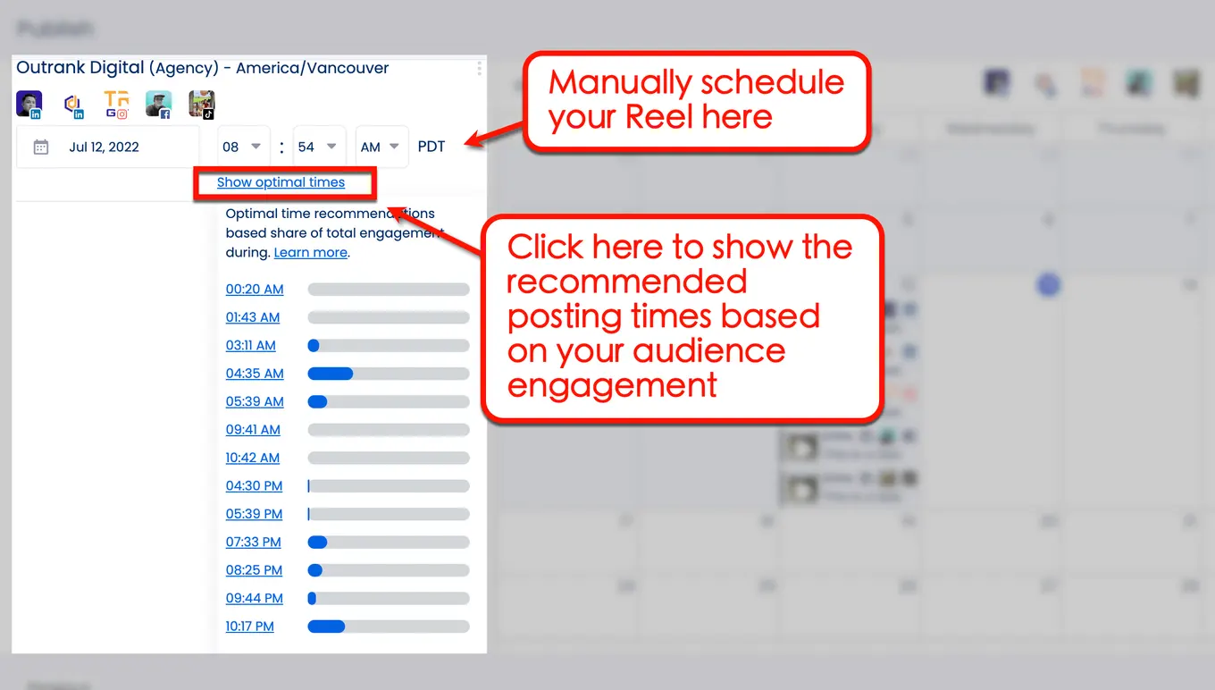 Screenshot of Vista Social's Schedule option