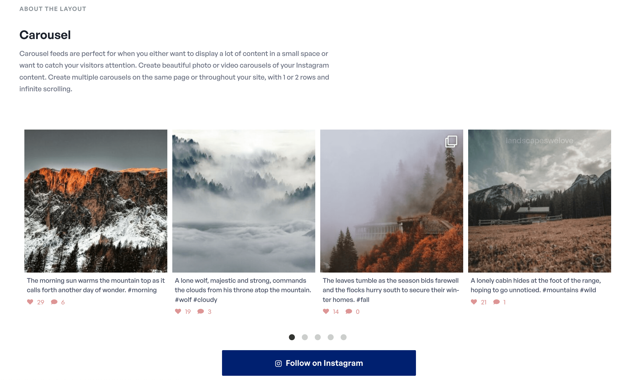 Instagram Reels vs Story, Screenshot of carousel layout from Smash Balloon