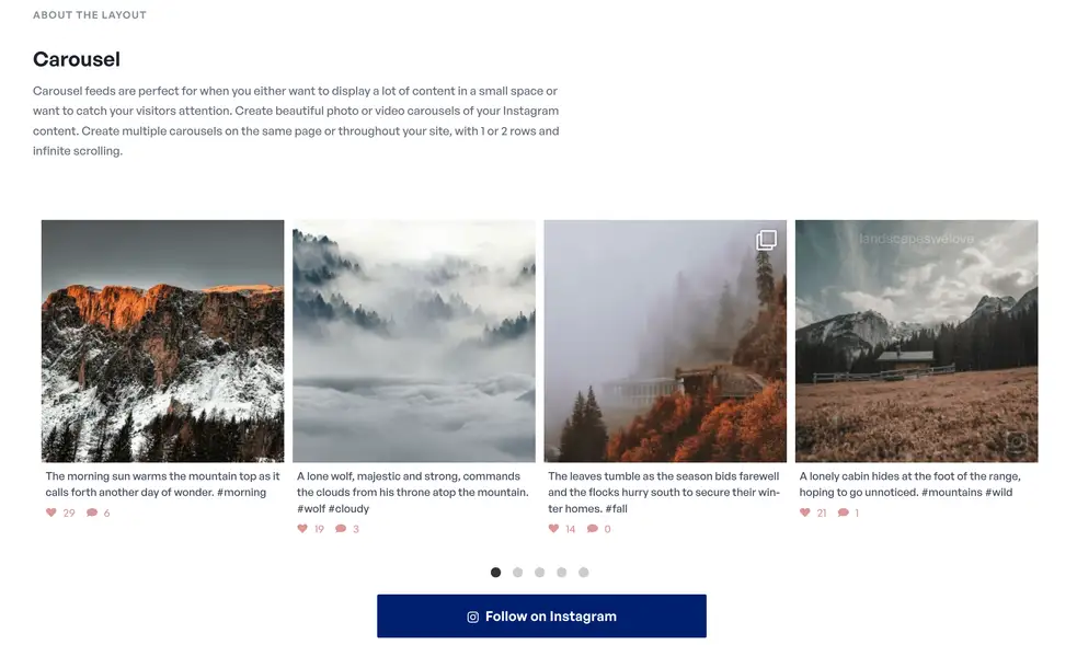 Instagram Reels vs Story, Screenshot of carousel layout from Smash Balloon