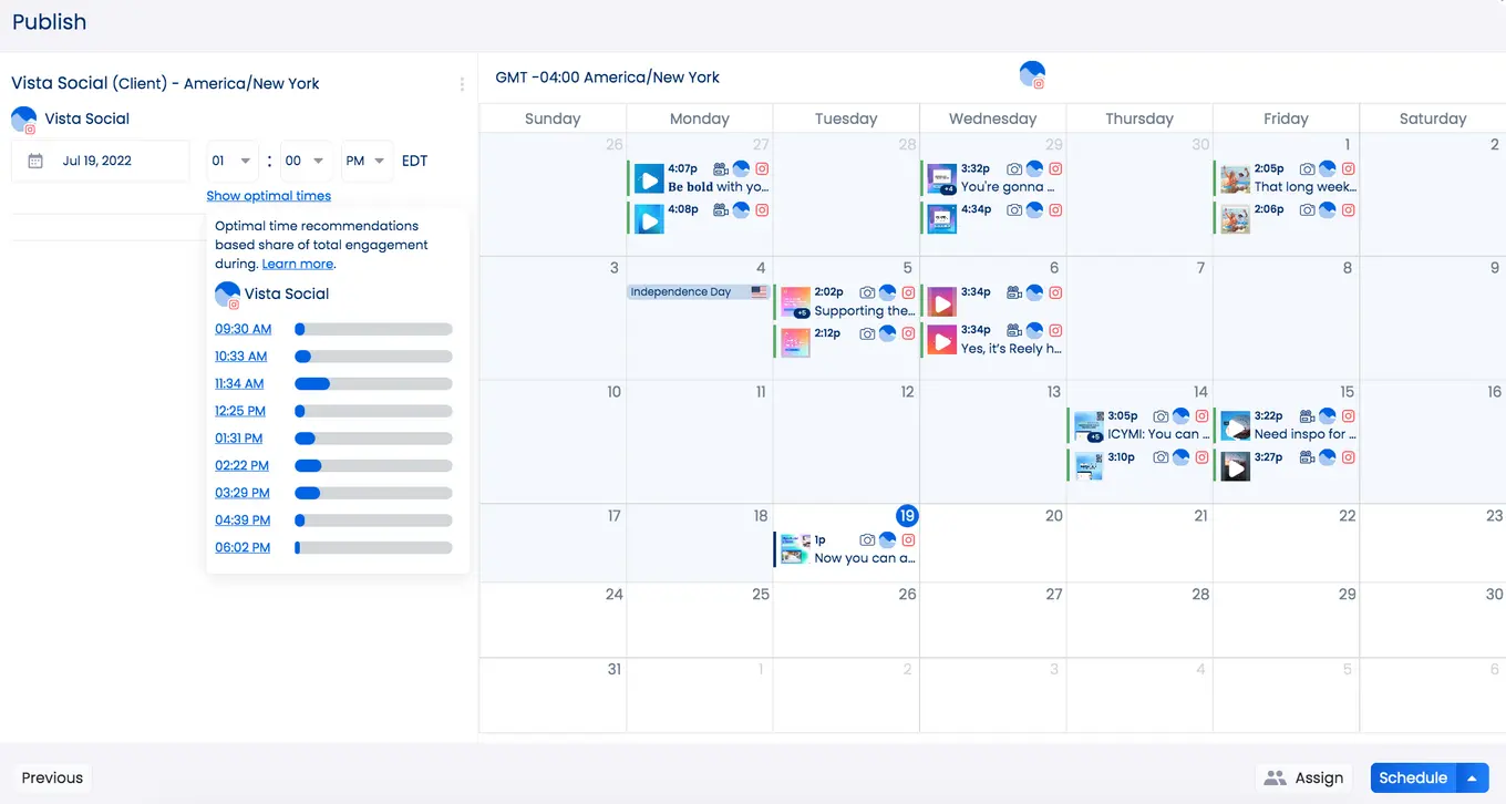 Schedule Posts with Optimal Time in Vista Social