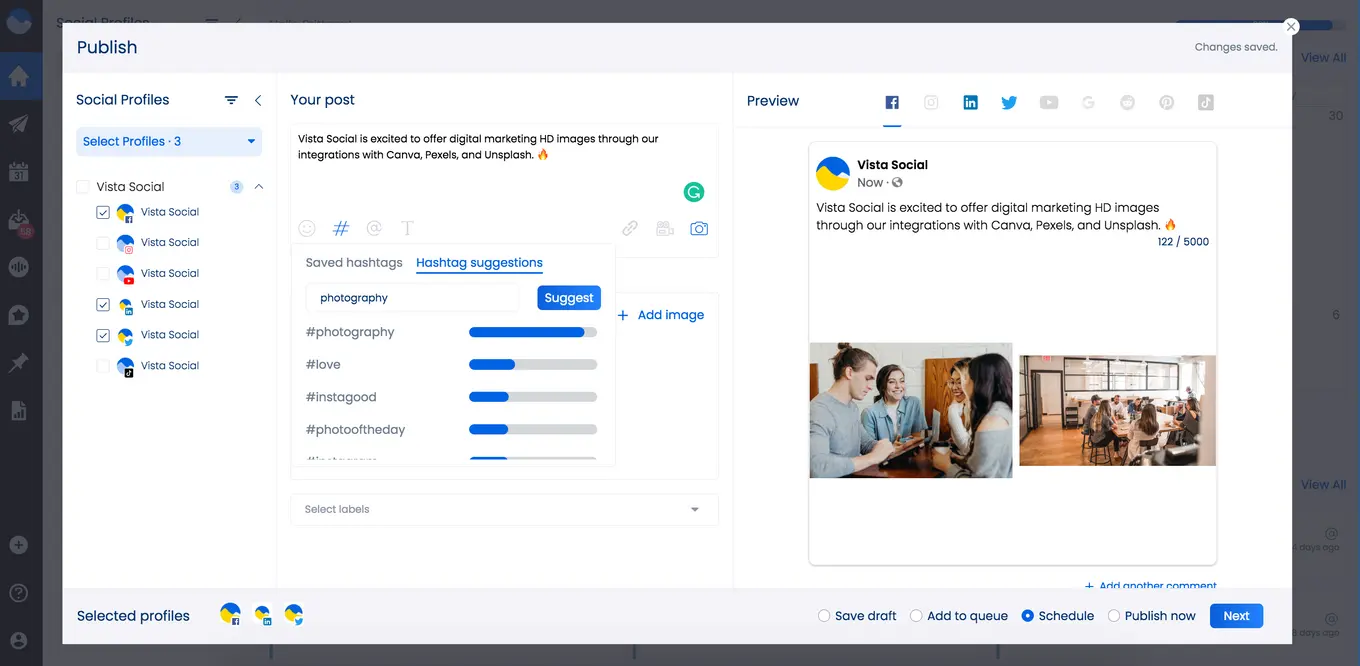 Hashtag Suggestion feature in Vista Social