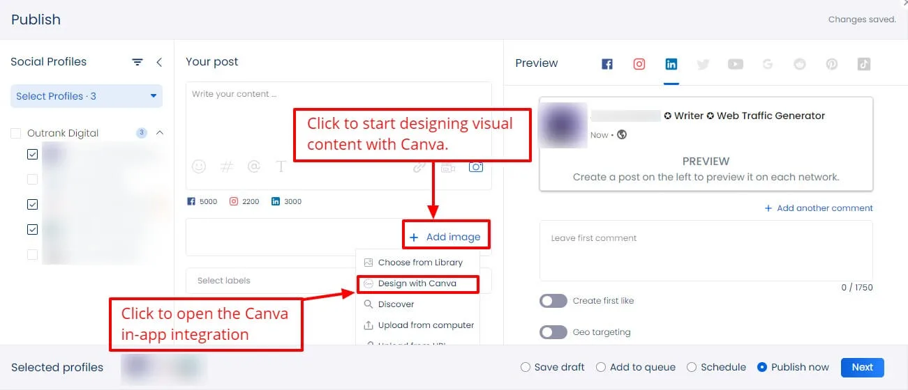 Screenshot of Vista Social and Canva Integration
