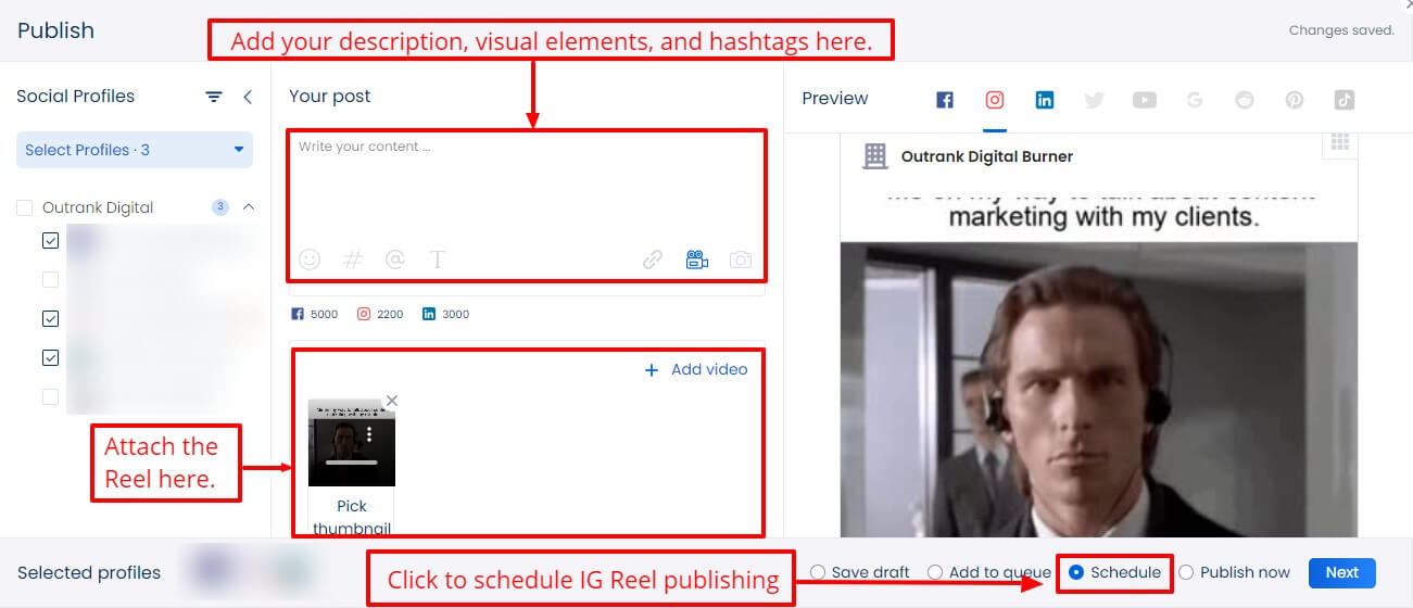 Screenshot of Vista Social's publishing tool