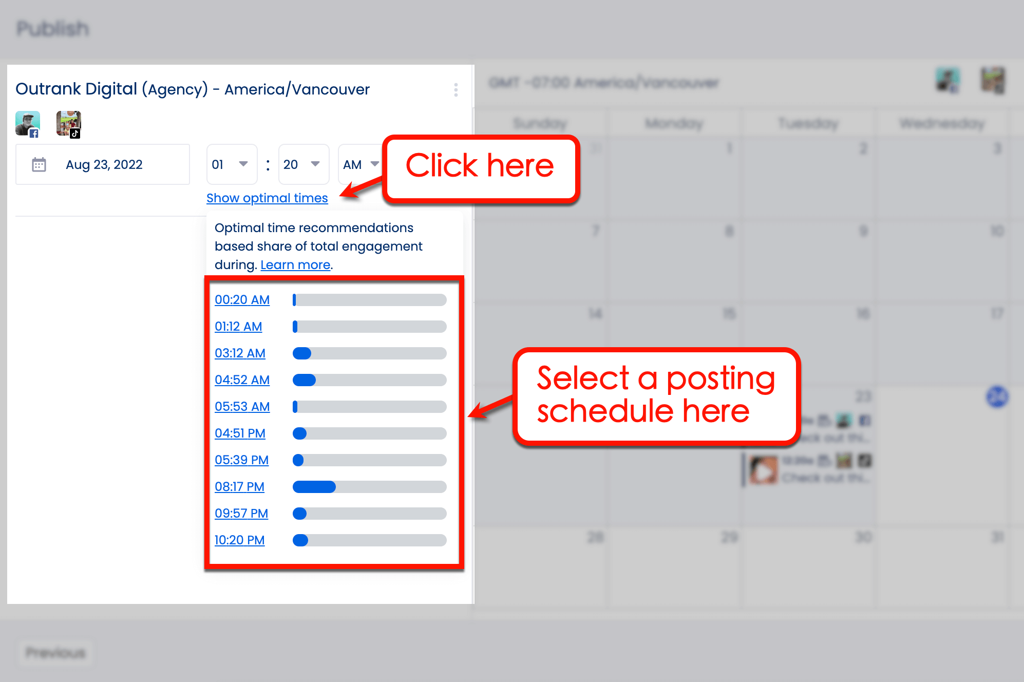 Screenshot of Vista Social's schedule option