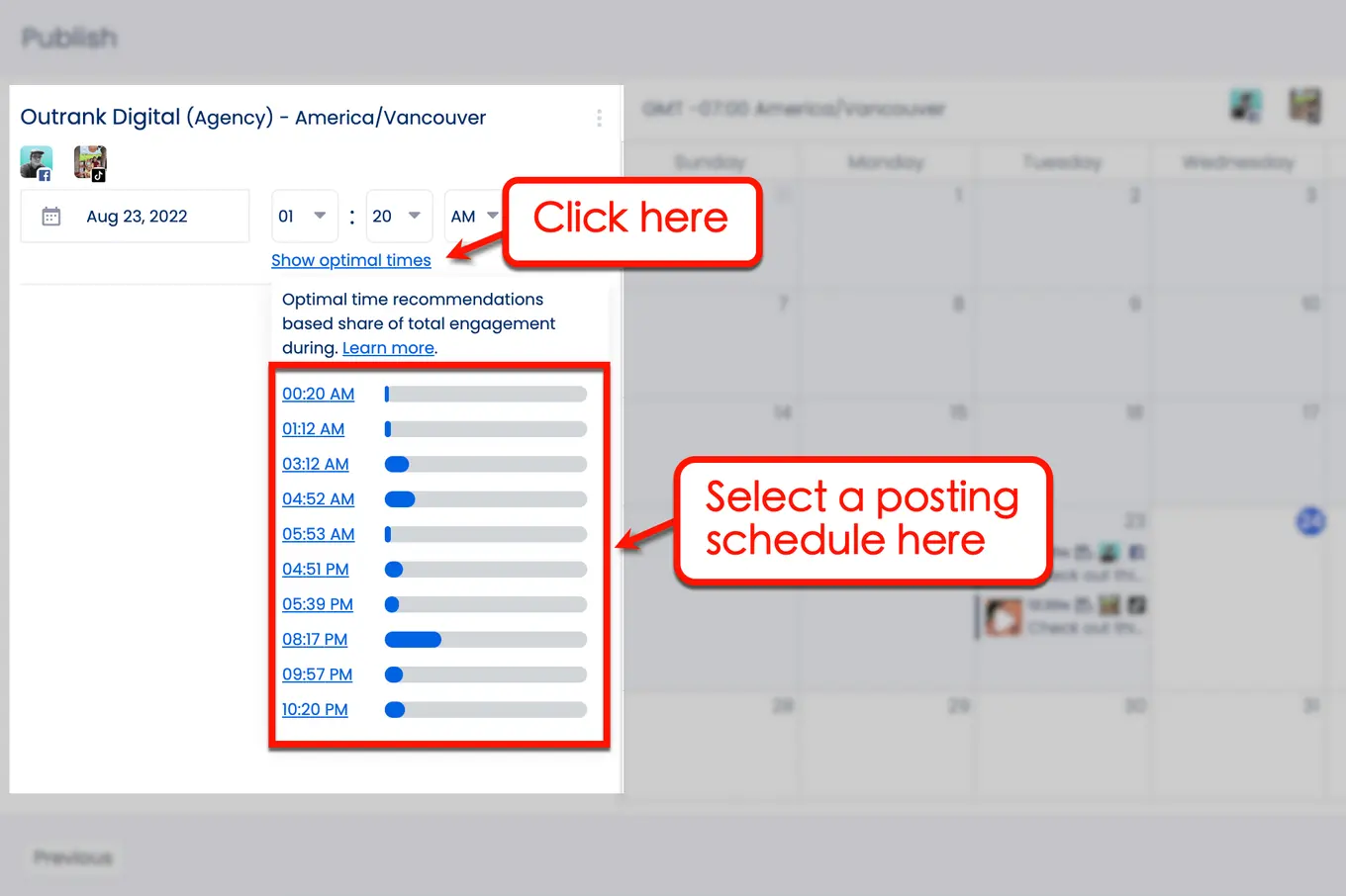 Screenshot of Vista Social's schedule option